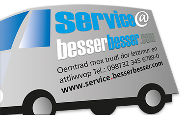 firmendomain am lieferwagen